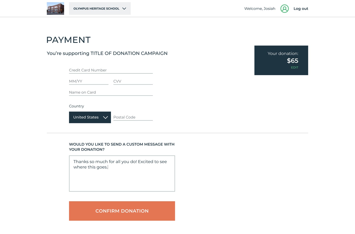 Donation Credit Card
